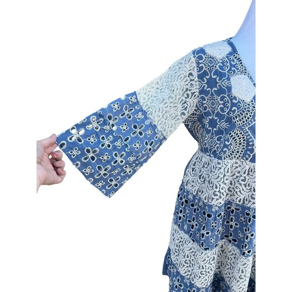 Colori di Mare Italian Boho Embroidered Lace Dress Eyelet Paisley Size XL - Picture 9 of 9